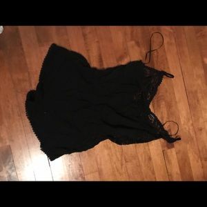 Black Romper with Lace Back